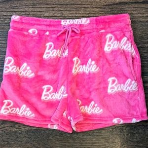 New Barbie Large of Pink Drawstring Iconic Logo Fleece Drawstring Shorts Pockets
